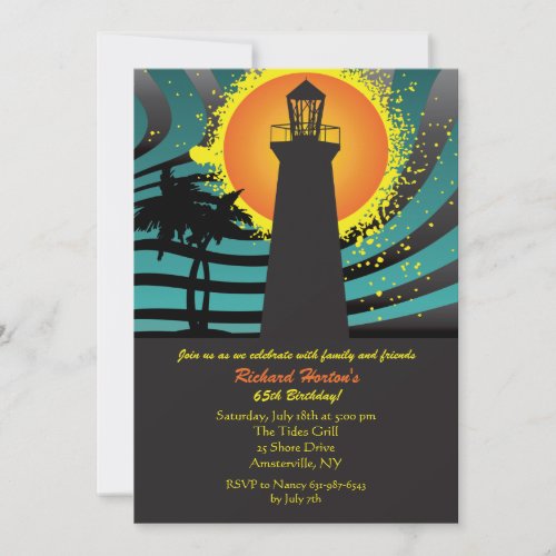 Tropical Lighthouse Invitation