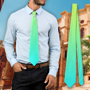 Tropical Lime Aqua Gradient Colors Neck Tie