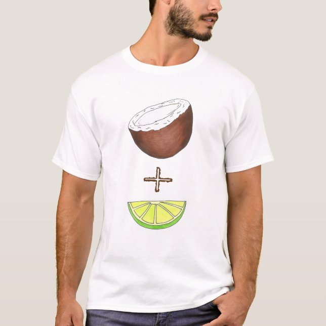 Tropical Lime + Coconut Fruit Foodie Citrus Island T-Shirt (Front)