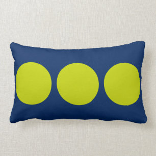Tropical Lime Polka Dots on Navy Blue Lumbar Pillow