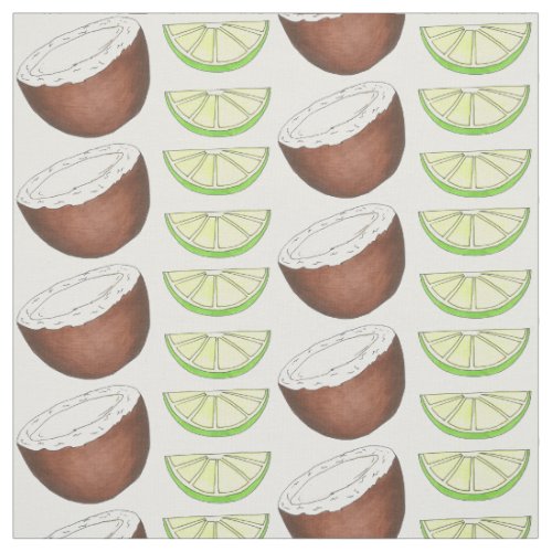 Tropical Limes and Coconuts Fabric