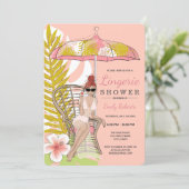 Tropical Lingerie Shower Redhead Bride Invitation (Standing Front)