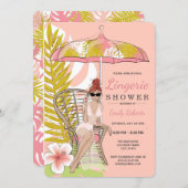 Tropical Lingerie Shower Redhead Bride Invitation (Front/Back)