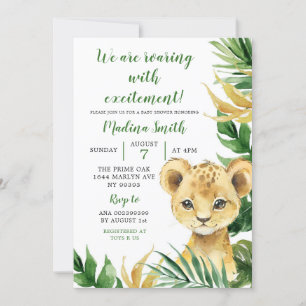 Tropical Lion Cub Boy Baby Shower Invitation