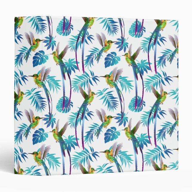 Tropical Long Tail Hummingbirds 3 Ring Binder (Front/Spine)
