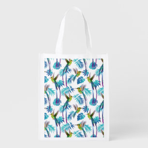 Tropical Long Tail Hummingbirds Grocery Bag