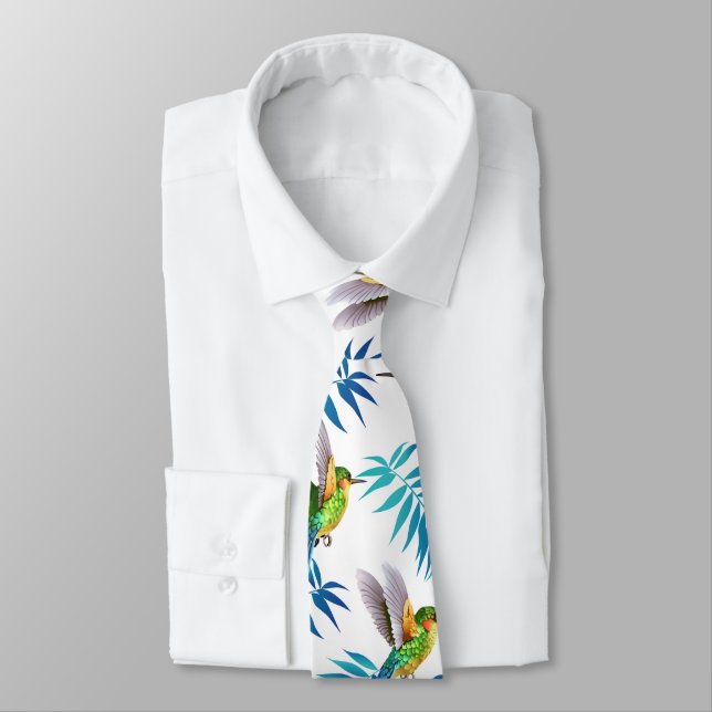 Tropical Long Tail Hummingbirds Neck Tie (Tied)