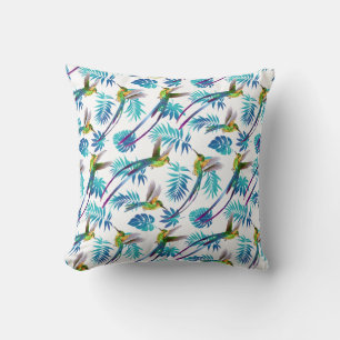 Tropical Long Tail Hummingbirds Throw Pillow