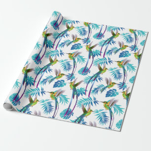Tropical Long Tail Hummingbirds Wrapping Paper