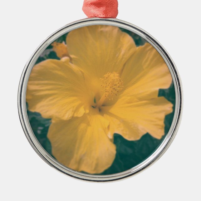 Tropical Looking Flower Metal Ornament (Front)