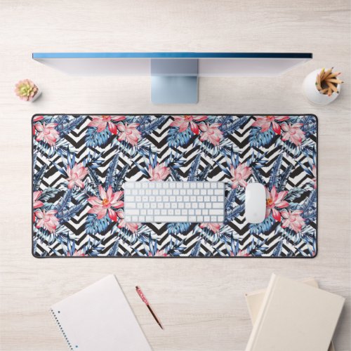 Tropical Lotus Flower Pattern 2 Desk Mat