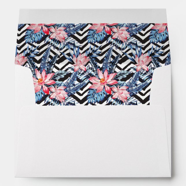Tropical Lotus Flower Pattern Envelope (Back (Bottom))