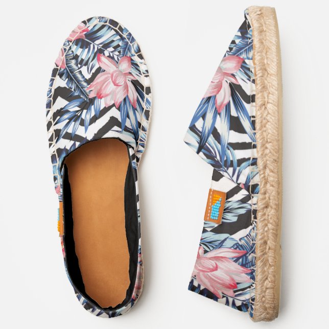 Tropical Lotus Flower Pattern Espadrilles (Side)