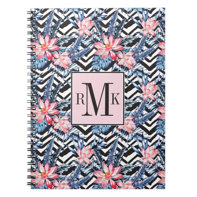 Tropical Lotus Flower Pattern Notebook (Front)