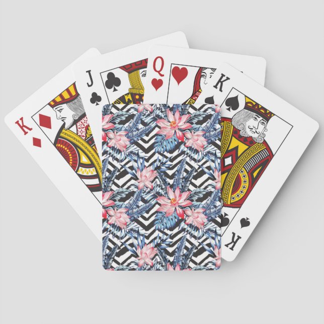 Tropical Lotus Flower Pattern Poker Cards (Back)
