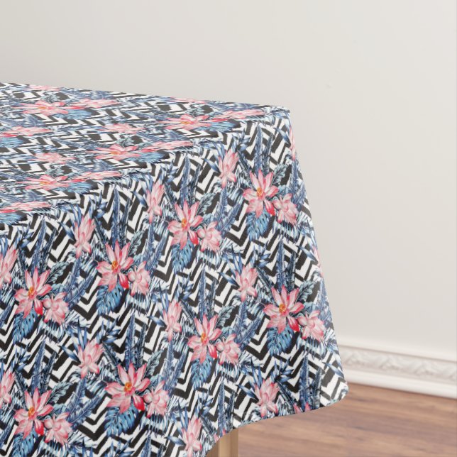 Tropical Lotus Flower Pattern Tablecloth (In Situ)