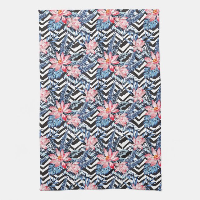 Tropical Lotus Flower Pattern Towel (Vertical)