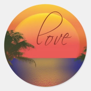 tropical love classic round sticker