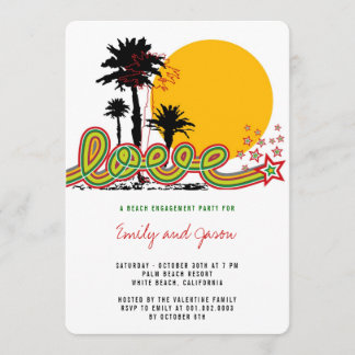 Tropical Love Palm Trees Engagement Party Invite