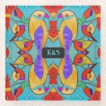 Tropical Lovebird Colorful Glass Tiles custom