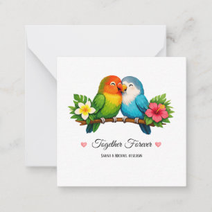 Tropical Lovebirds Wedding Together Forever Square Note Card