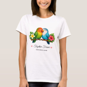 Tropical Lovebirds Wedding Together Forever T-Shirt