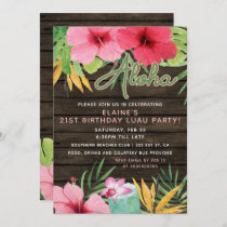Tropical LUAU Adult Birthday Party  Invitation