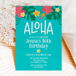 Tropical Luau Aloha 16th Birthday Invitation<br><div class="desc">Sweet 16 Tropical birthday invitations with hibiscus flowers. Customize the invitation with your party details to make it your own!</div>