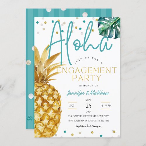 Tropical Luau Aloha Beach Engagement Party Invitation