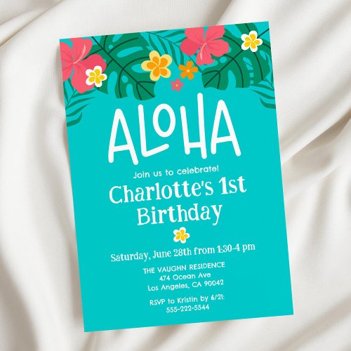 Tropical Luau Aloha Birthday Invitation
