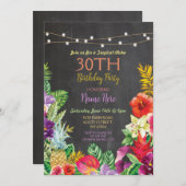 Tropical Luau Aloha Chalk Birthday Party Invite (Front/Back)