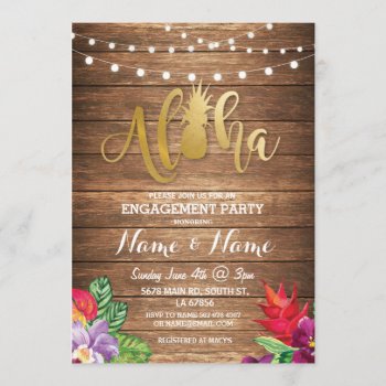 Tropical Luau Aloha Floral Engagement Party Invite by WOWWOWMEOW at Zazzle