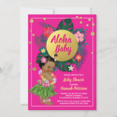Tropical luau baby girl shower invitation hot pink (Front)