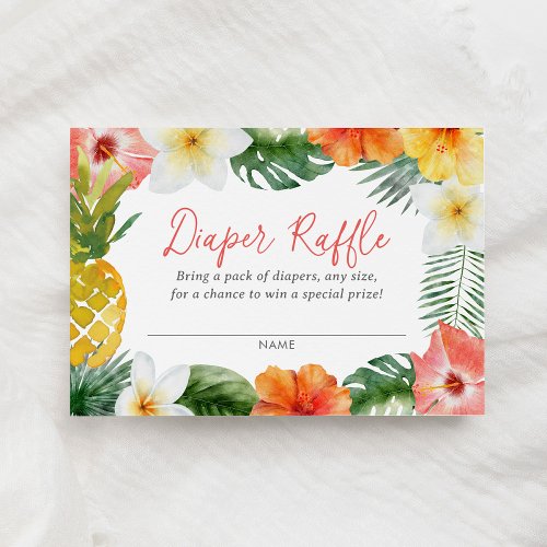 Tropical Luau Baby Shower Diaper Raffle Ticket Enclosure Card