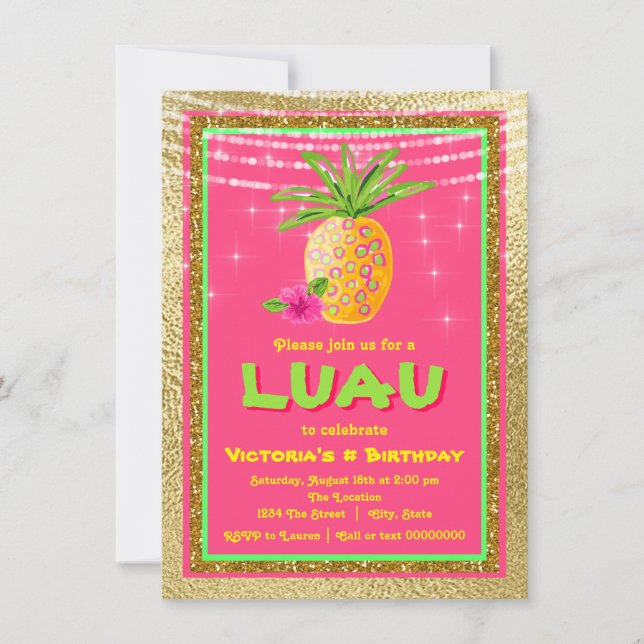 Tropical Luau Birthday Party Invitation (Front)