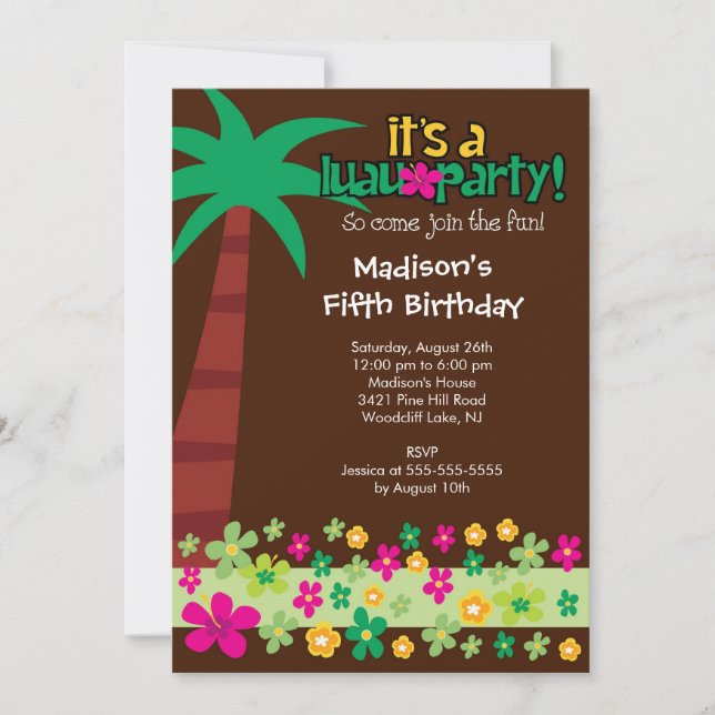 Tropical Luau Birthday Pool Party Invitation (Front)