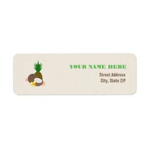 Tropical Luau Coconut Pineapple Hibiscus Label