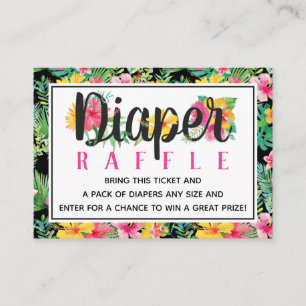 Tropical Luau Diaper Raffle Ticket, BOHO Enclosure Card