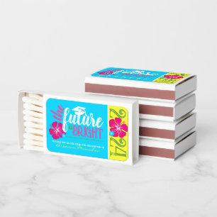 Tropical Luau Future is Bright Graduation Favor Matchboxes