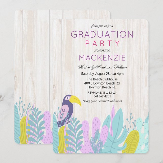 Tropical Luau Graduation Party Invitation (Front/Back)