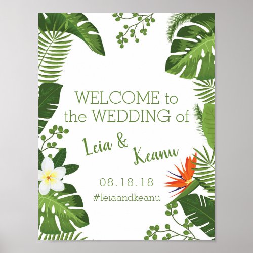 Tropical Luau Hawaiian Beach Wedding Welcome Sign