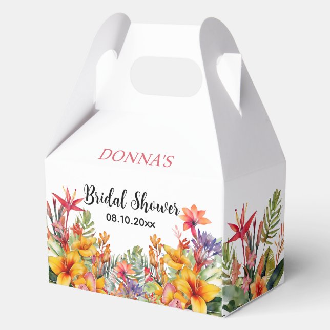 Tropical Luau Hawaiian Bridal Shower Favor Boxes (Front)