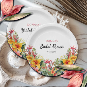 Tropical Luau Hawaiian Bridal Shower Paper Plates