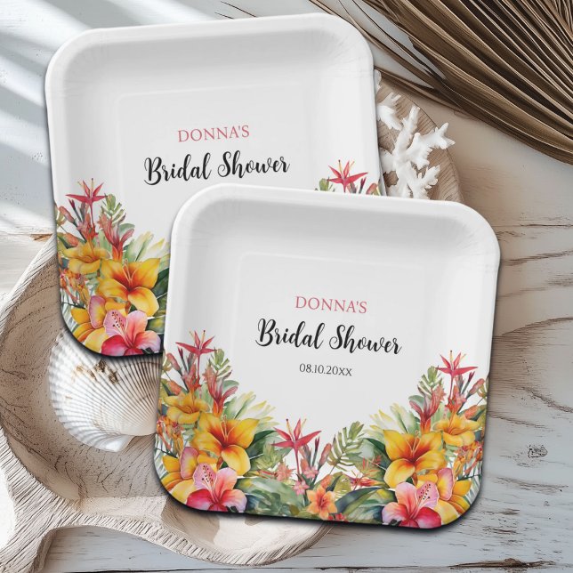 Tropical Luau Hawaiian Bridal Shower Paper Plates (Creator Uploaded)