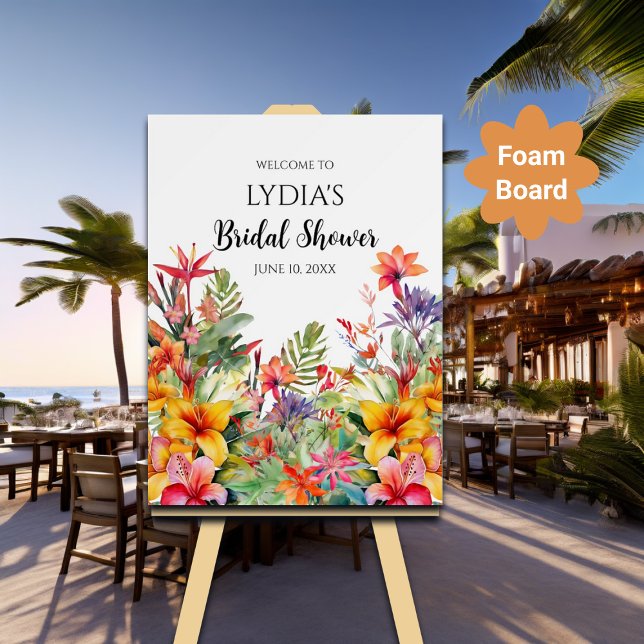 Tropical Luau Hawaiian Bridal Shower Welcome Foam Board (Creator Uploaded)