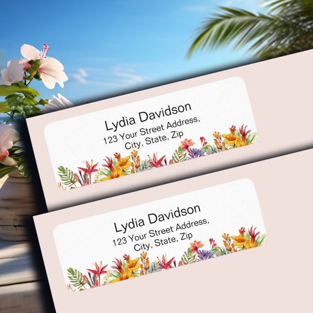Tropical Luau Hawaiian Return Address Label (Creator Uploaded)