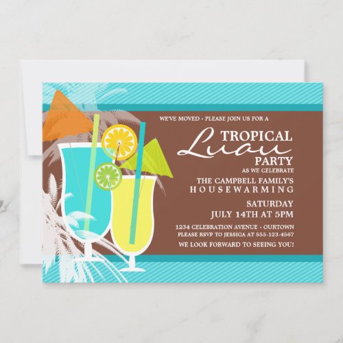 Tropical Luau Housewarming Party Invitations