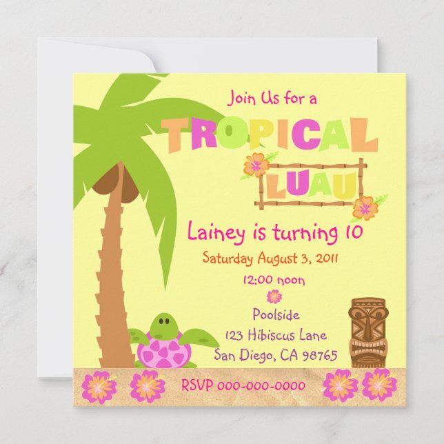 Tropical Luau Invitation (Front)