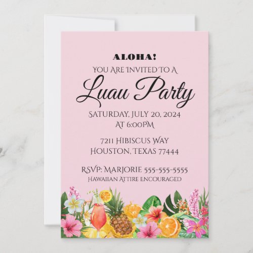 Tropical Luau Invitation