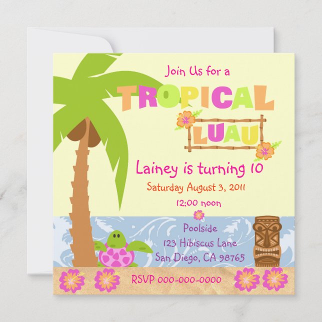 Tropical Luau Invitation (Front)
